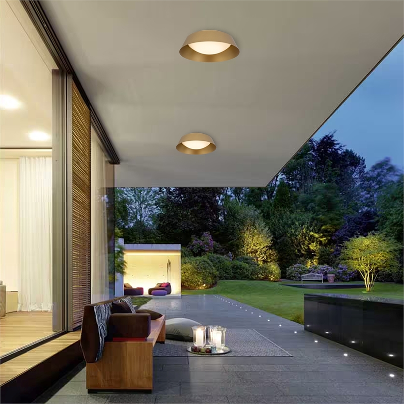 Bowery Hill Modern Aluminum Brass 15-inch LED Outdoor Flush Mount