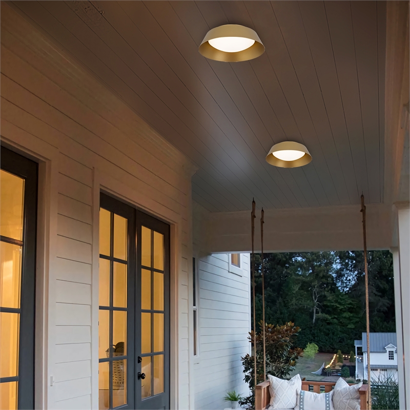 Bowery Hill Modern Aluminum Brass 15-inch LED Outdoor Flush Mount