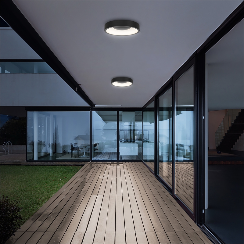 Bowery Hill Modern Aluminum Black 11-inch LED Outdoor Flush Mount