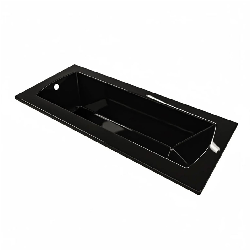 Bowery Hill 72x32 Contemporary Rectangular Acrylic Drop-In Bath tub in Black