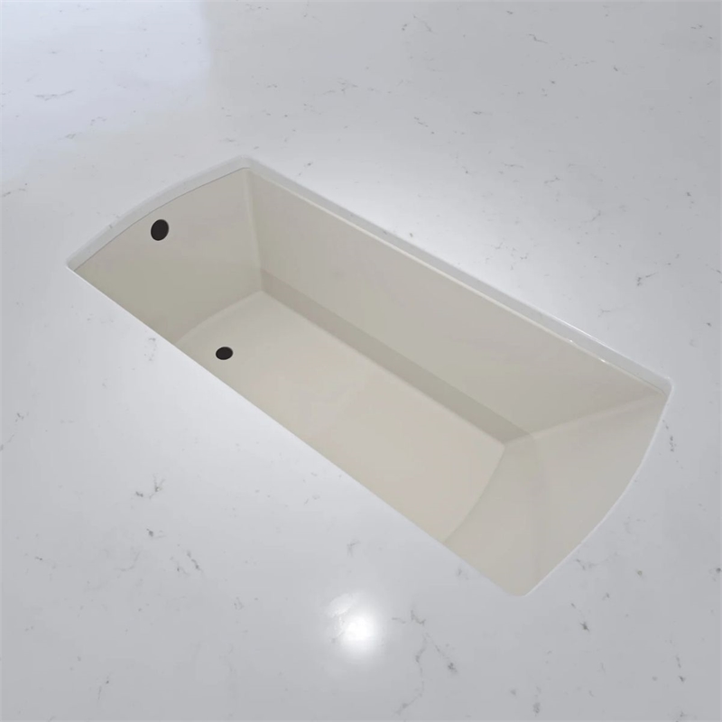Bowery Hill 60x32 Contemporary Rectangular Acrylic Undermount Bath Tub in Biscut