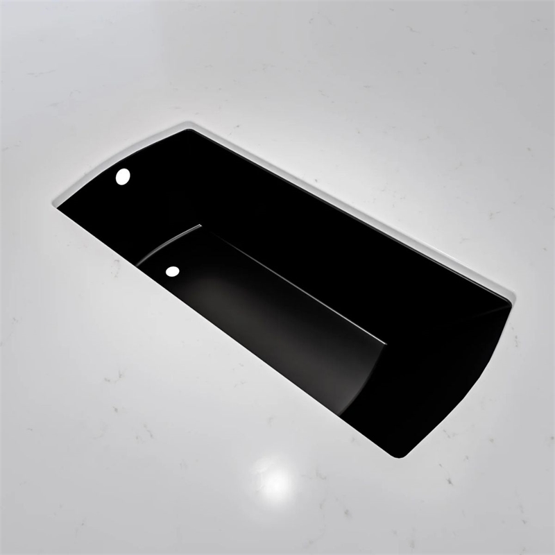 Bowery Hill 60x32 Contemporary Rectangular Acrylic Undermount Bath Tub in Black