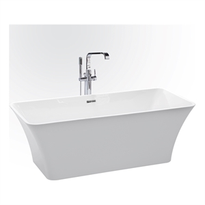 Bowery Hill Rectangular Freestanding Acrylic Insulated Bathtub in White