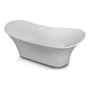 Bowery Hill Gloss Double Slipper Freestanding Bathtub in White