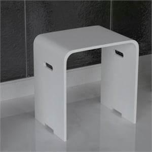 Bowery Hill 19&quot Tall Stone Resin Rectangular Bathroom Stool in White
