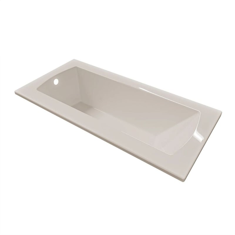 Bowery Hill 66x32 Contemporary Rectangular Acrylic Drop-In Bath Tub in Biscut