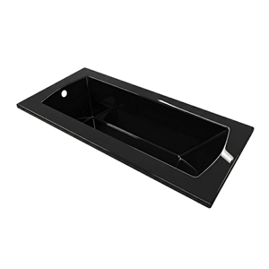Bowery Hill 66x32 Contemporary Rectangular Acrylic Drop-In Bath Tub in Black