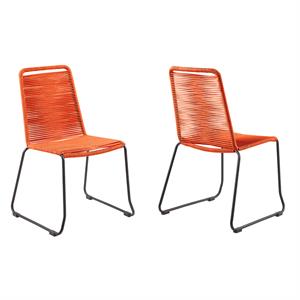 Bowery Hill 18.5&quot Outdoor Fabric Dining Chairs in Orange/Black (Set of 2)