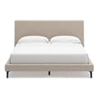 Bowery Hill Beige Queen Polyester Upholstered Bed with Roll Slats