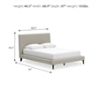 Bowery Hill Beige Queen Polyester Upholstered Bed with Roll Slats