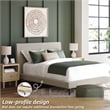 Bowery Hill Beige Queen Polyester Upholstered Bed with Roll Slats