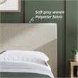 Bowery Hill Beige Queen Polyester Upholstered Bed with Roll Slats