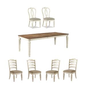 Bowery Hill 7-Piece Dining Set of Extendable Table and 6 Chairs in Chipped White