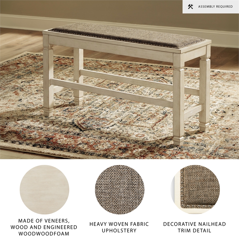 Bowery Hill 6-Piece Counter Height Dining Set in Antique White & Weathered Oak