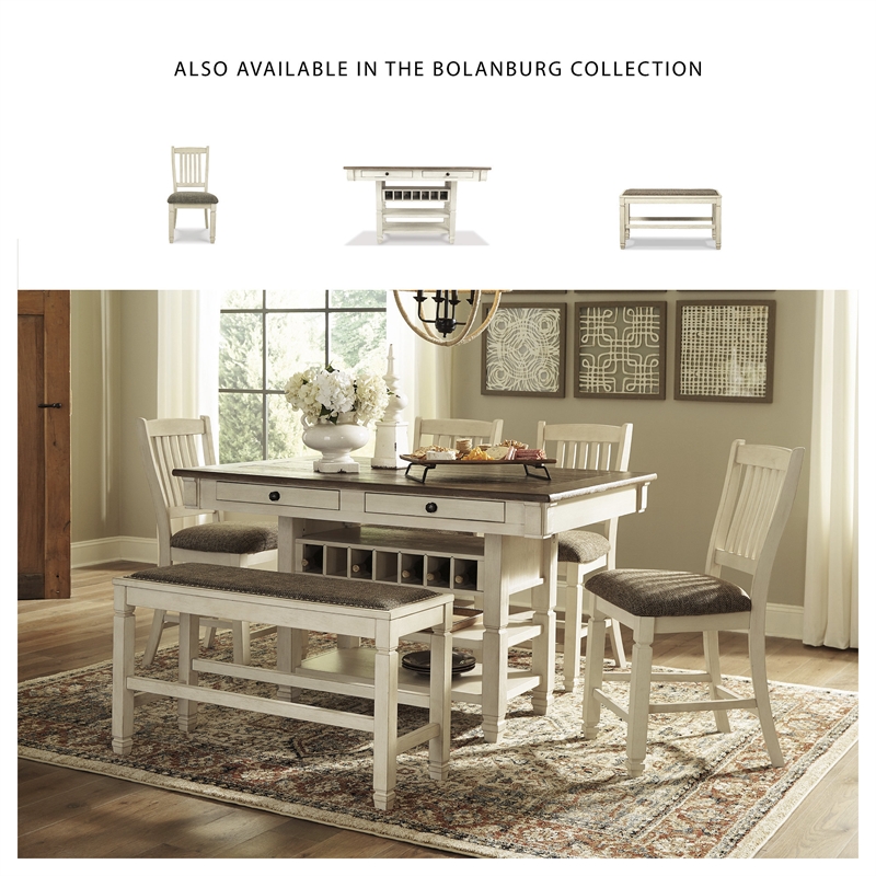 Bowery Hill 6-Piece Counter Height Dining Set in Antique White & Weathered Oak