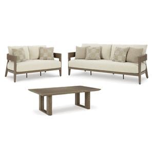 Bowery Hill 3-Piece Set - Coffee Table, Loveseat, & Sofa in Dark Brown