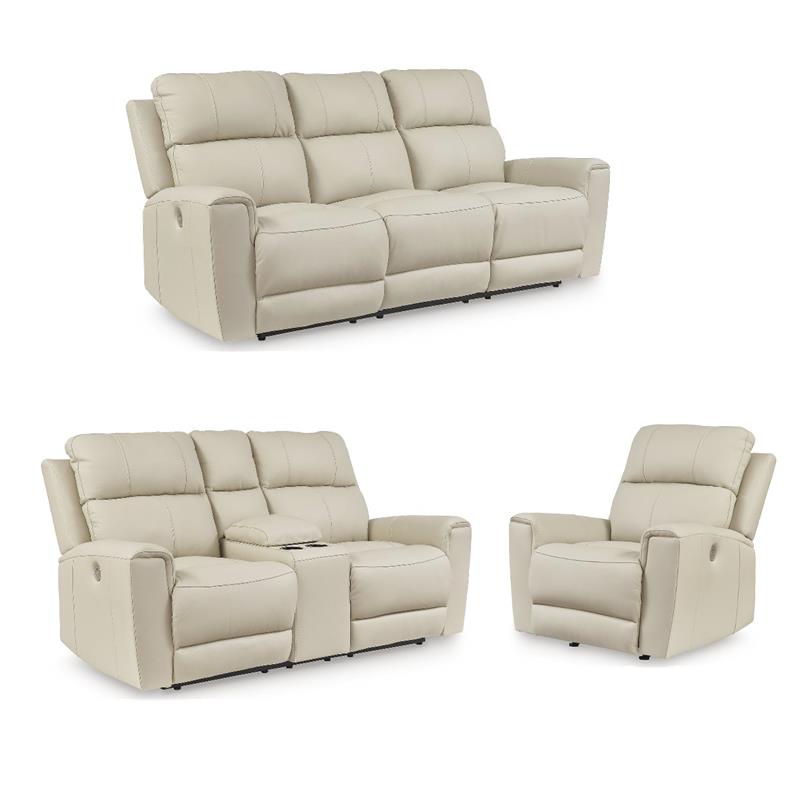 Bowery Hill 3-Piece Beige Power Reclining Set of Sofa, Loveseat, & Recliner