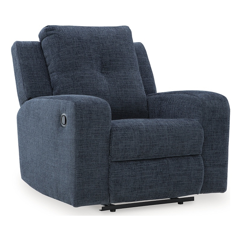 Bowery Hill Reclining Sofa, Loveseat, and Recliner Set – Blue Polyester Upholstered