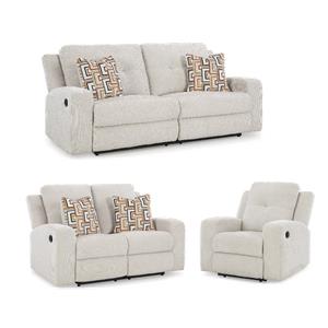 Bowery Hill 3-Piece Beige Polyester Upholstered Reclining Sofa Set