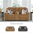 Bowery Hill Reclining Honey and Brown Upholstered Living Room Sofa Set