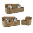 Bowery Hill Reclining Honey and Brown Upholstered Living Room Sofa Set