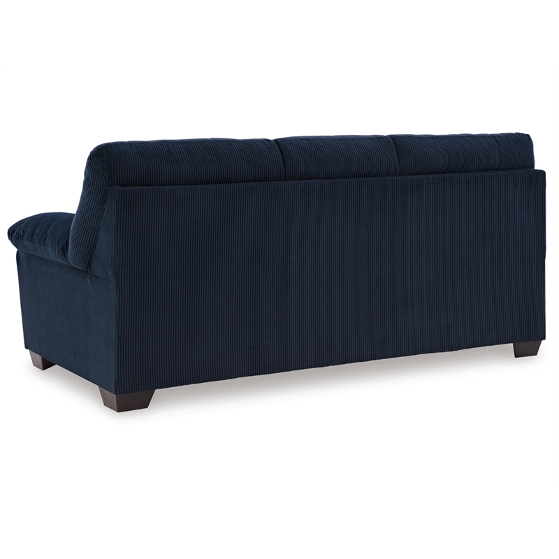 Bowery Hill Navy Living Room Set of Recliner, Loveseat, & Sofa in Polyester Upholstered
