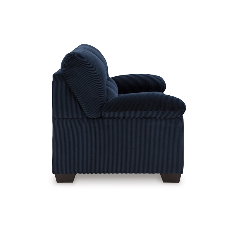 Bowery Hill Navy Living Room Set of Recliner, Loveseat, & Sofa in Polyester Upholstered