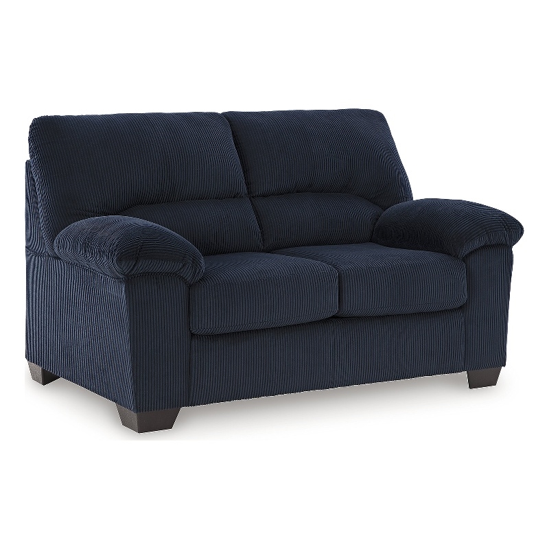Bowery Hill Navy Living Room Set of Recliner, Loveseat, & Sofa in Polyester Upholstered