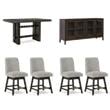 Bowery Hill 6-Piece Counter Height Dining Set of Table, Barstools, & Dining Server