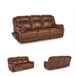 Bowery Hill Reclining Sofa Set with Power Features in Brown Leather Upholstered
