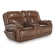 Bowery Hill Reclining Sofa Set with Power Features in Brown Leather Upholstered