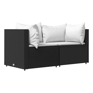 Bowery Hill PE Rattan Standard Modular Patio Corner Sofa in Black