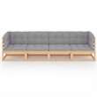 Bowery Hill 4-Seater Modular Garden Sofa Gray Solid PineWood & Fabric