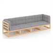 Bowery Hill 4-Seater Modular Garden Sofa Gray Solid PineWood & Fabric