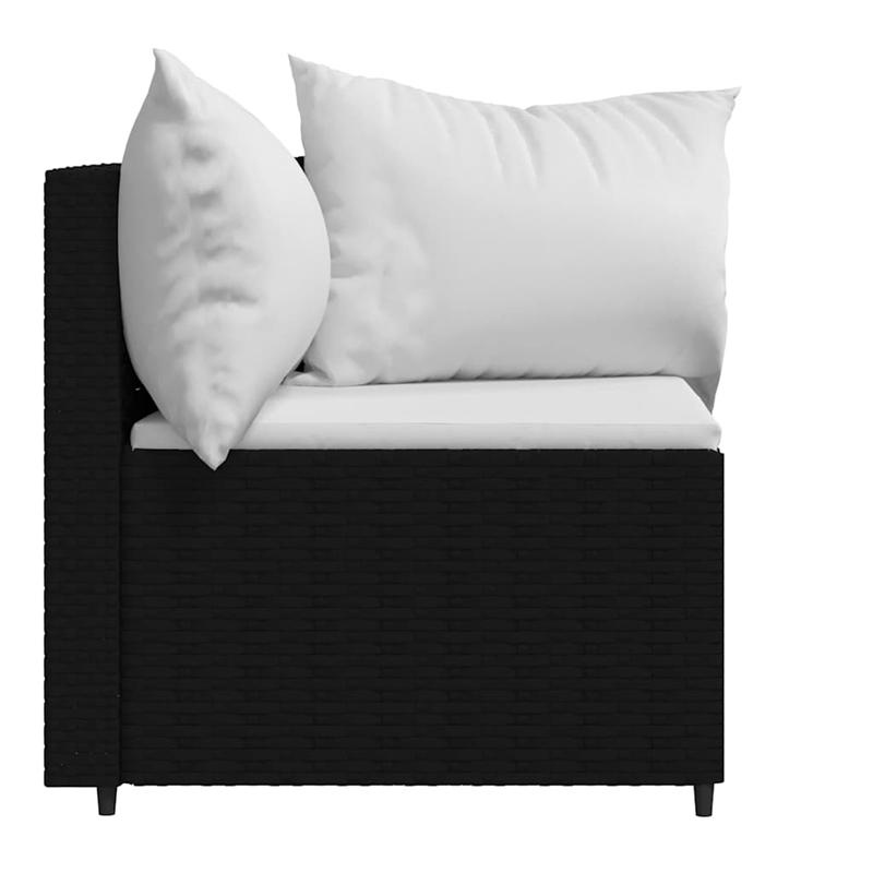 Bowery Hill Rattan & Powder-Coated Steel & Polyester Patio Corner Sofa - Black