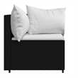 Bowery Hill Rattan & Powder-Coated Steel & Polyester Patio Corner Sofa - Black