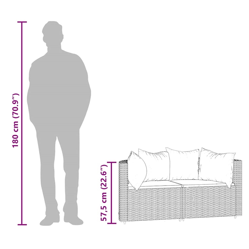 Bowery Hill Rattan & Powder-Coated Steel & Polyester Patio Corner Sofa - Black