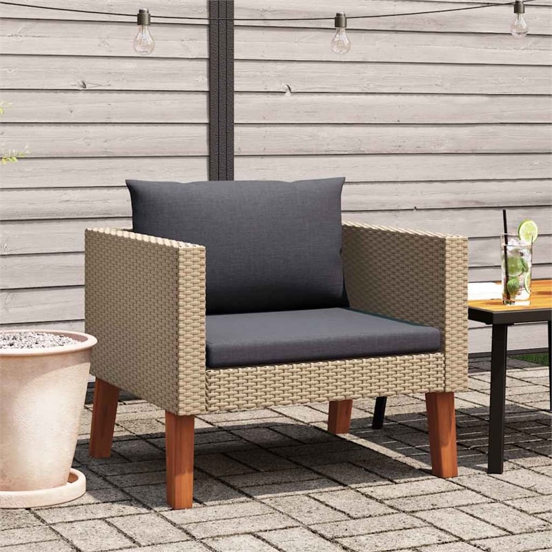 Bowery Hill Contemporary Synthetic Poly Rattan Garden Sofa in Beige & Anthracite