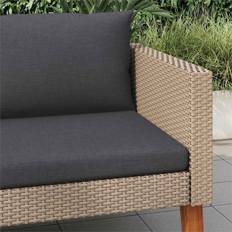 Bowery Hill Contemporary Synthetic Poly Rattan Garden Sofa in Beige & Anthracite