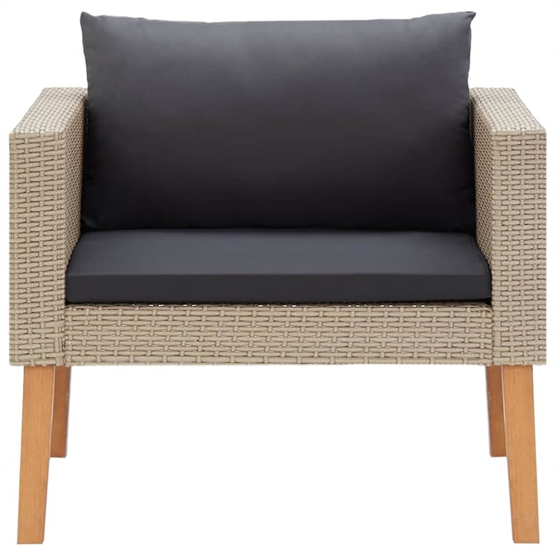 Bowery Hill Contemporary Synthetic Poly Rattan Garden Sofa in Beige & Anthracite