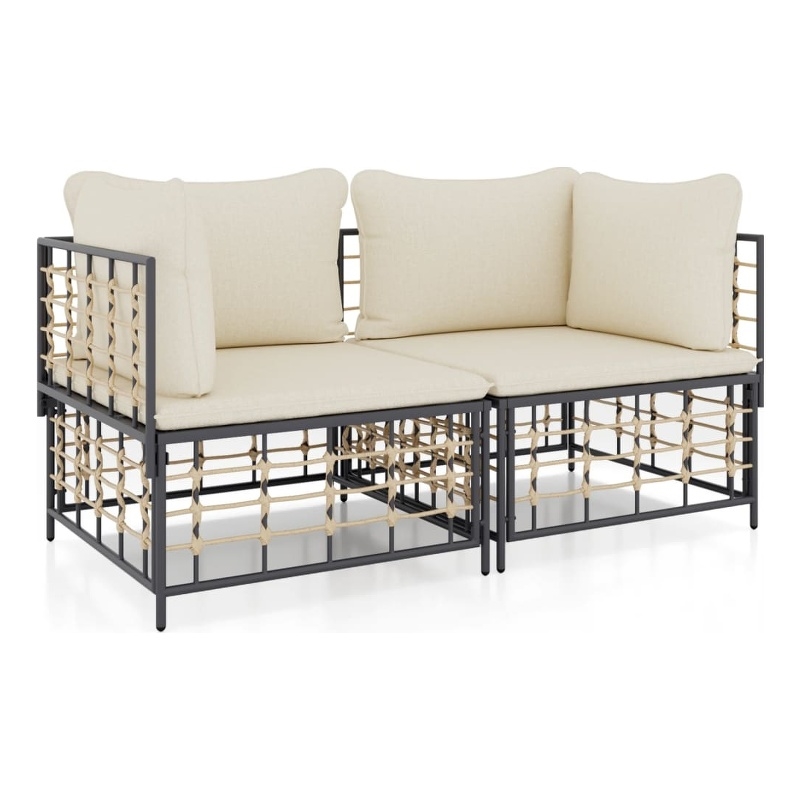 Bowery Hill Poly Rattan Compact Modular Corner Sofa Corner Sofa in Anthracite