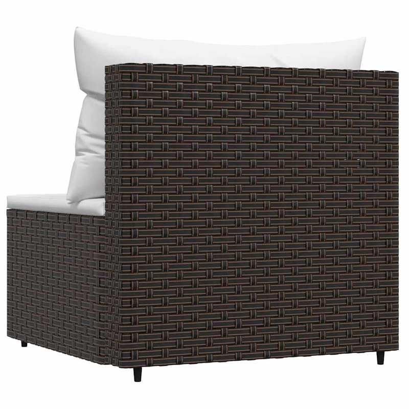 Bowery Hill Contemporary Patio Middle Sofa Brown With Cream Cushions