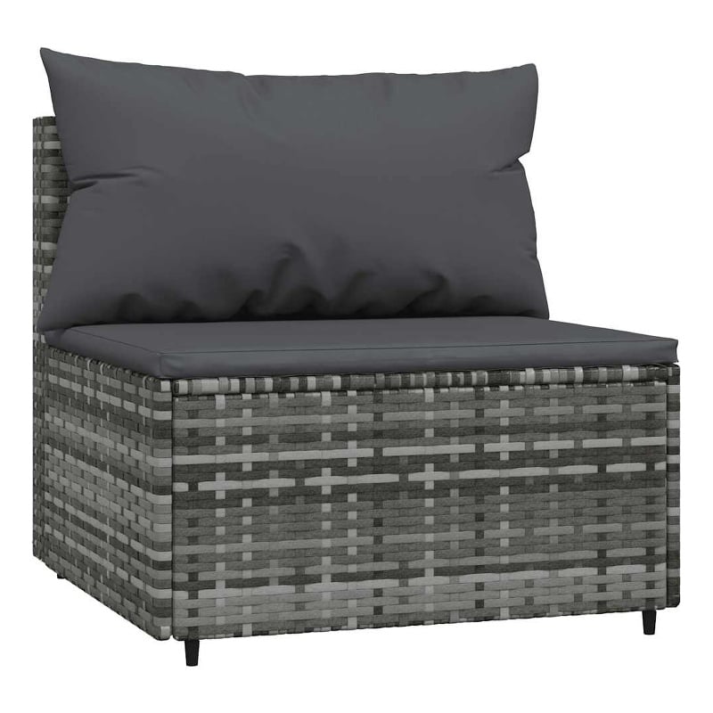 Bowery Hill PE Rattan & Powder-Coated Steel & Fabric Patio Middle Sofa in Gray