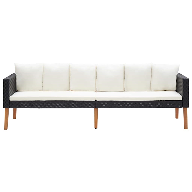 Bowery Hill Contemporary 3-Seater Modular Garden Sofa in Black