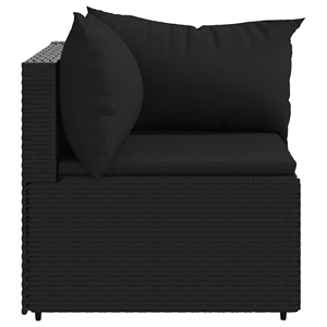 Bowery Hill PE Rattan Powder-Coated Steel & Polyester Patio Corner Sofa in Black