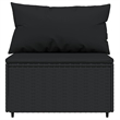Bowery Hill PE Rattan & Powder-Covered Steel & Fabric Patio Middle Sofa in Black