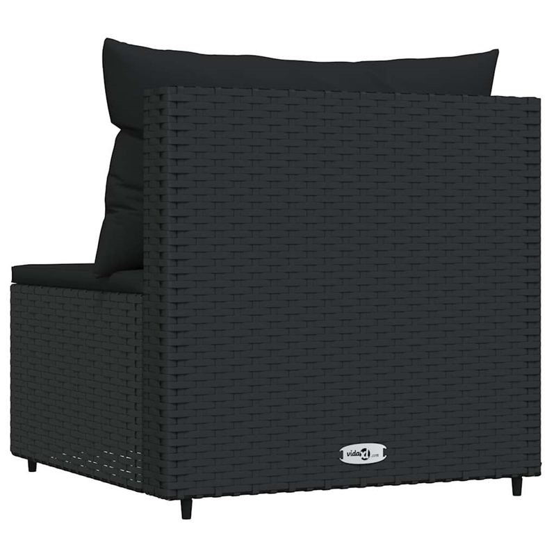 Bowery Hill PE Rattan & Powder-Covered Steel & Fabric Patio Middle Sofa in Black