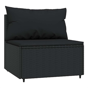 Bowery Hill PE Rattan & Powder-Covered Steel & Fabric Patio Middle Sofa in Black