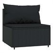 Bowery Hill PE Rattan & Powder-Covered Steel & Fabric Patio Middle Sofa in Black