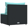 Bowery Hill PE Rattan Medium Patio Middle Sofa in Black & Water Blue